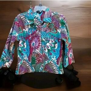 VINTAGE KAKTUS JACKET-BLAZER WOMEN ZS L ART TO WEAR BUTTON COLLARED CASUAL